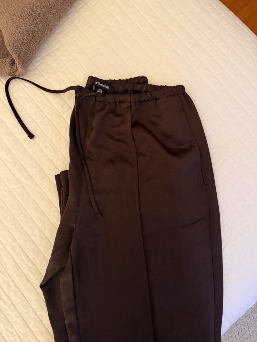 Madewell Woman’s Petite Dark Brown Satin Pants